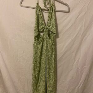 Derek Heart Green Backless Dress with Halter Neckline